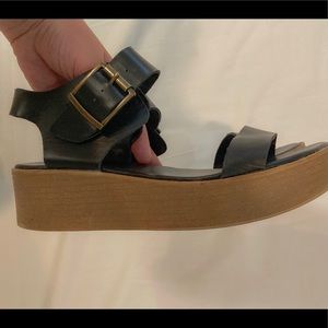 Size 7 1/2 black open toed shoes